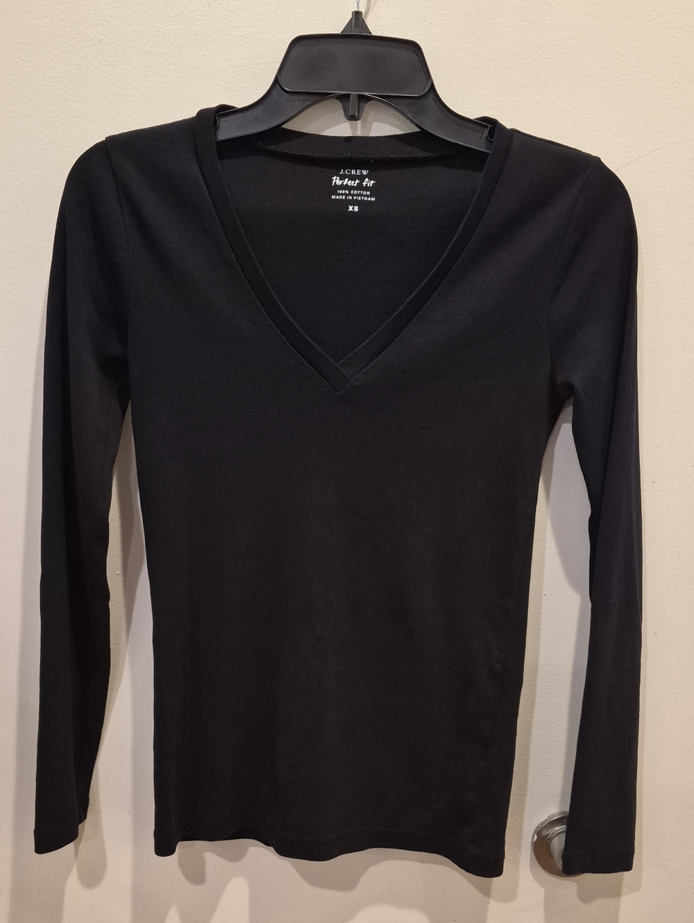 J. Crew Black V-Neck Long Sleeve Top